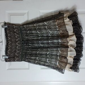 Cecico Gray and Cream Lace Strapless Babydoll Dress Size M